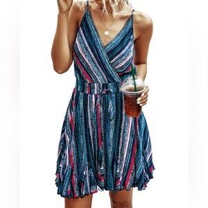 Luxxel Pleated Striped Romper